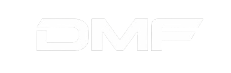 DMF logo minimalista blanco estilo tecnológico