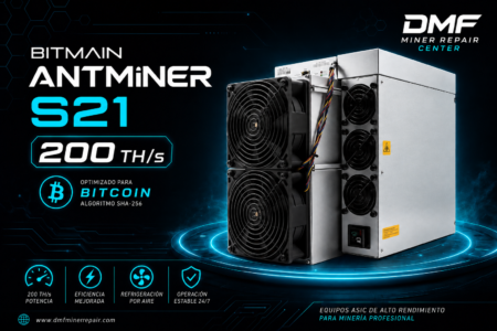 Antminer S21 200TH ASIC para minería de Bitcoin SHA-256