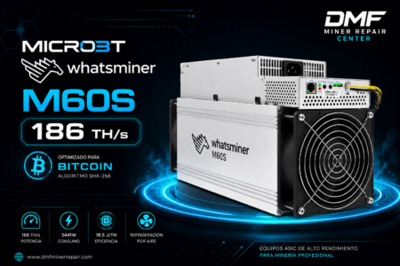 MicroBT Whatsminer M60S 186 TH/s para minería profesional de Bitcoin mediante SHA-256