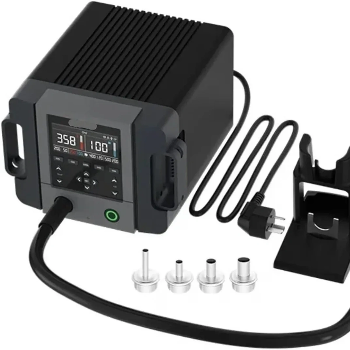 Estación de aire caliente QUICK 861 PRO con boquillas y soporte para reparación electrónica