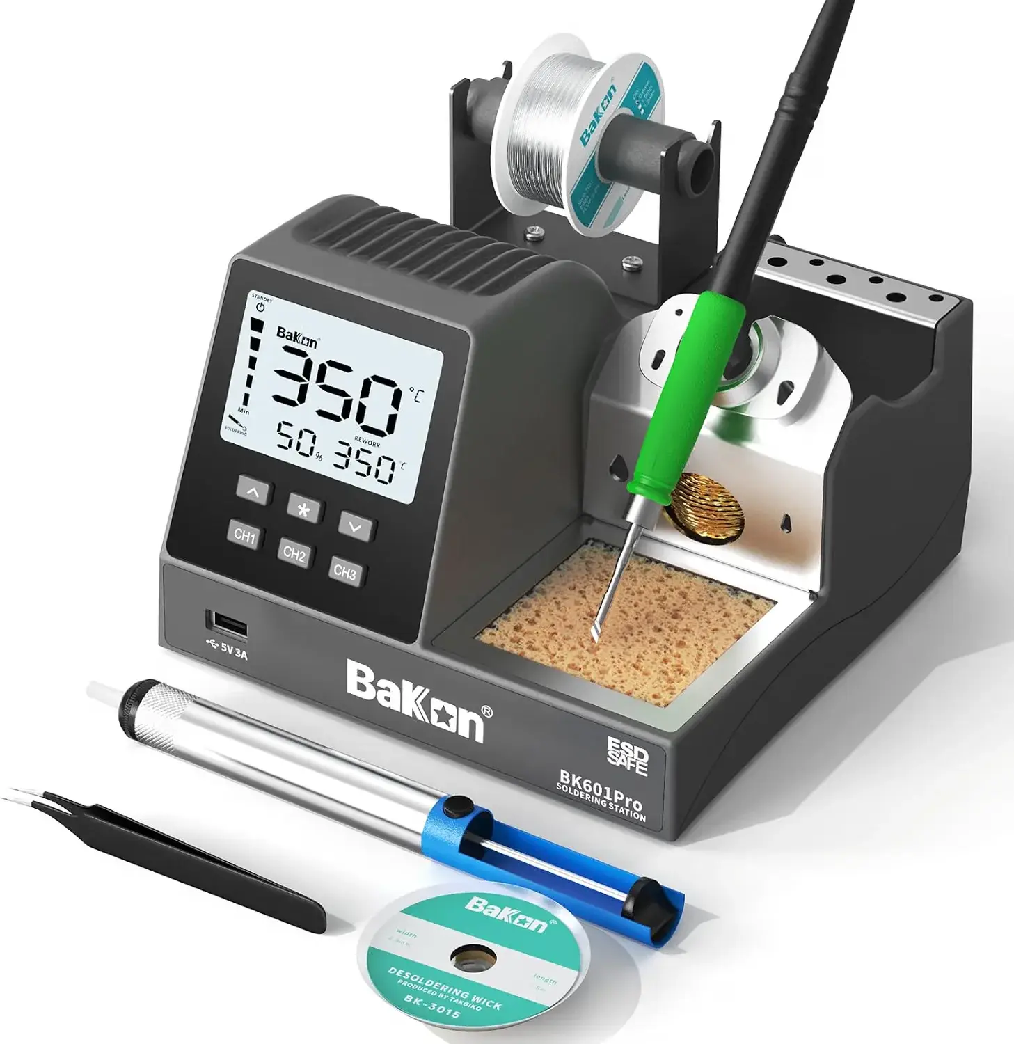 BAKON BK601Pro estación de soldadura de precisión de 120 W con cautín C210 para microsoldadura
