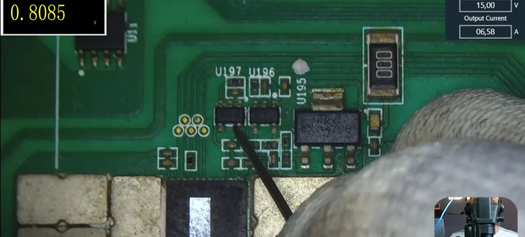 Alimentación de 1,2 V al chip ASIC en hashboard Antminer S19