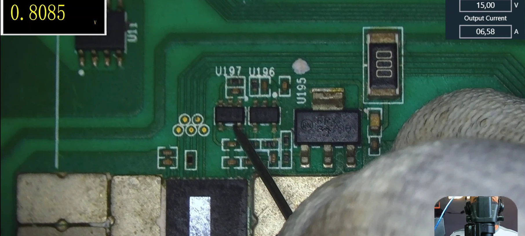 Alimentación de 1,2 V llegando al chip ASIC de hashboard Antminer S19