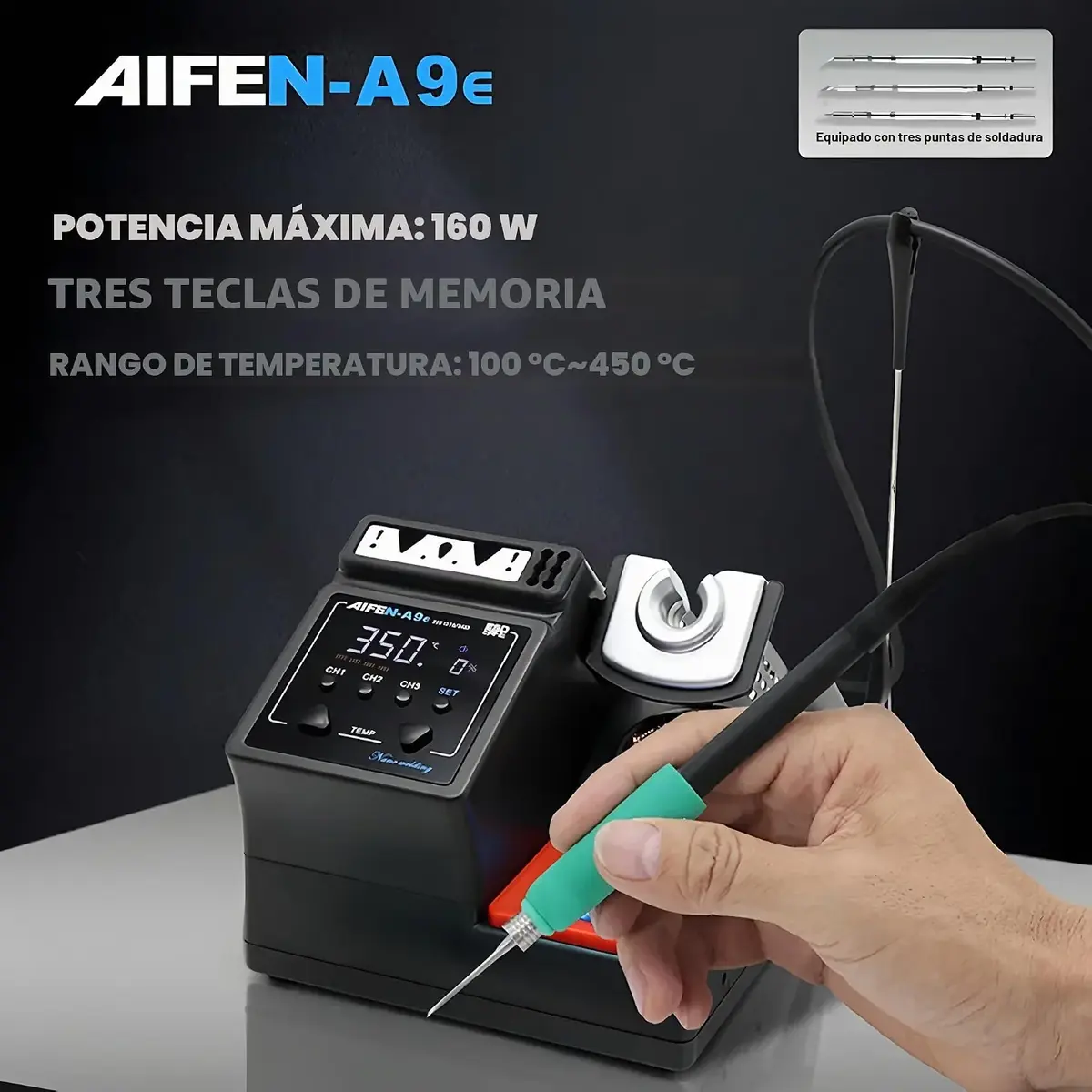 Estación de soldadura AIFEN A9E de 160 W con control de temperatura para microsoldadura
