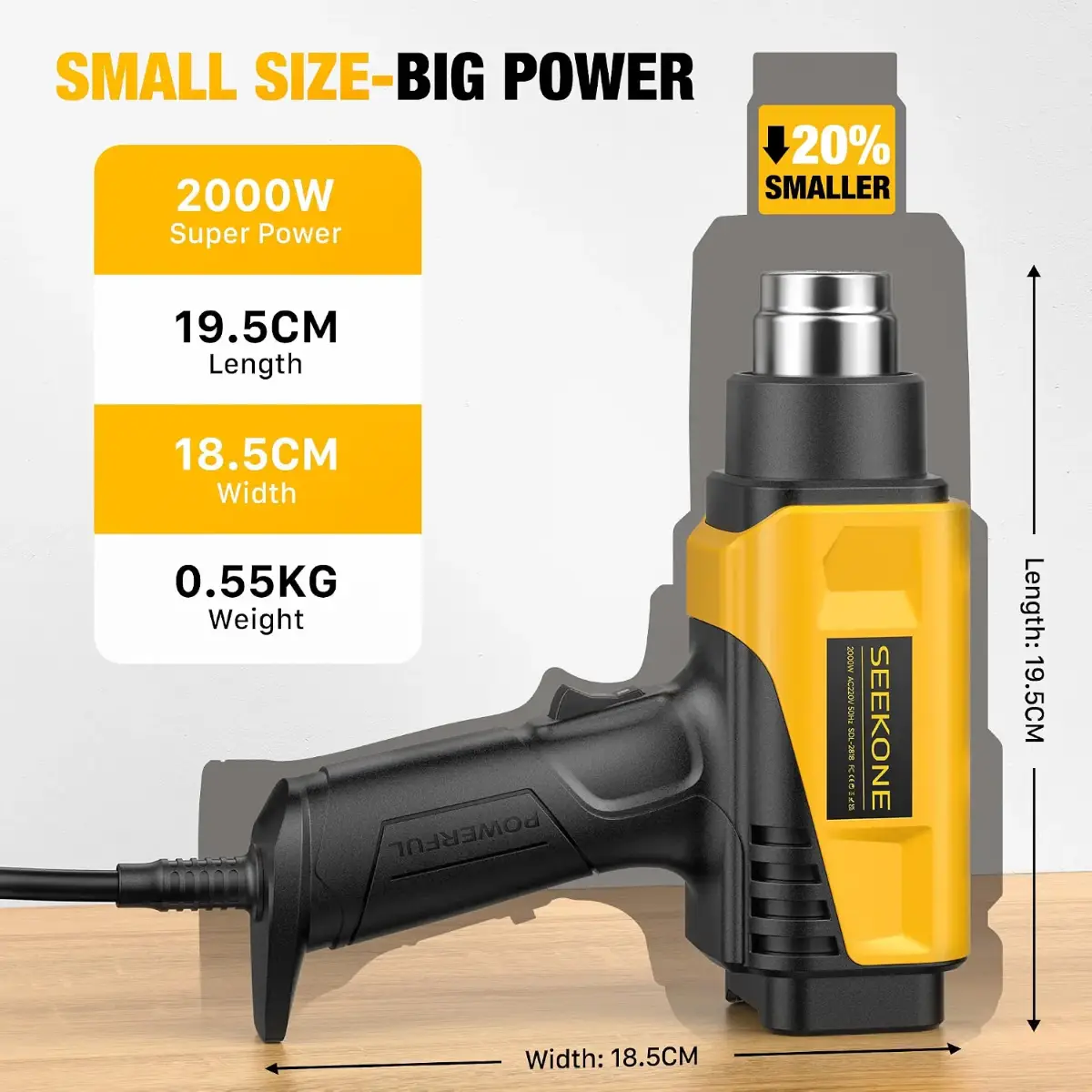 Pistola de calor SEEKONE de 50 a 650 grados con flujo de aire ajustable para electrónica