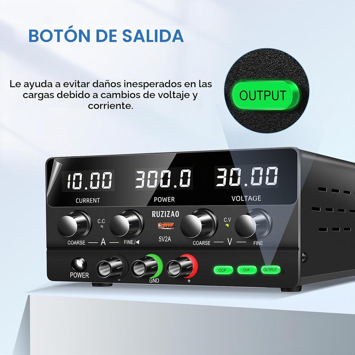 Fuente de alimentación de laboratorio RUZIZAO con pantalla LED de 4 dígitos