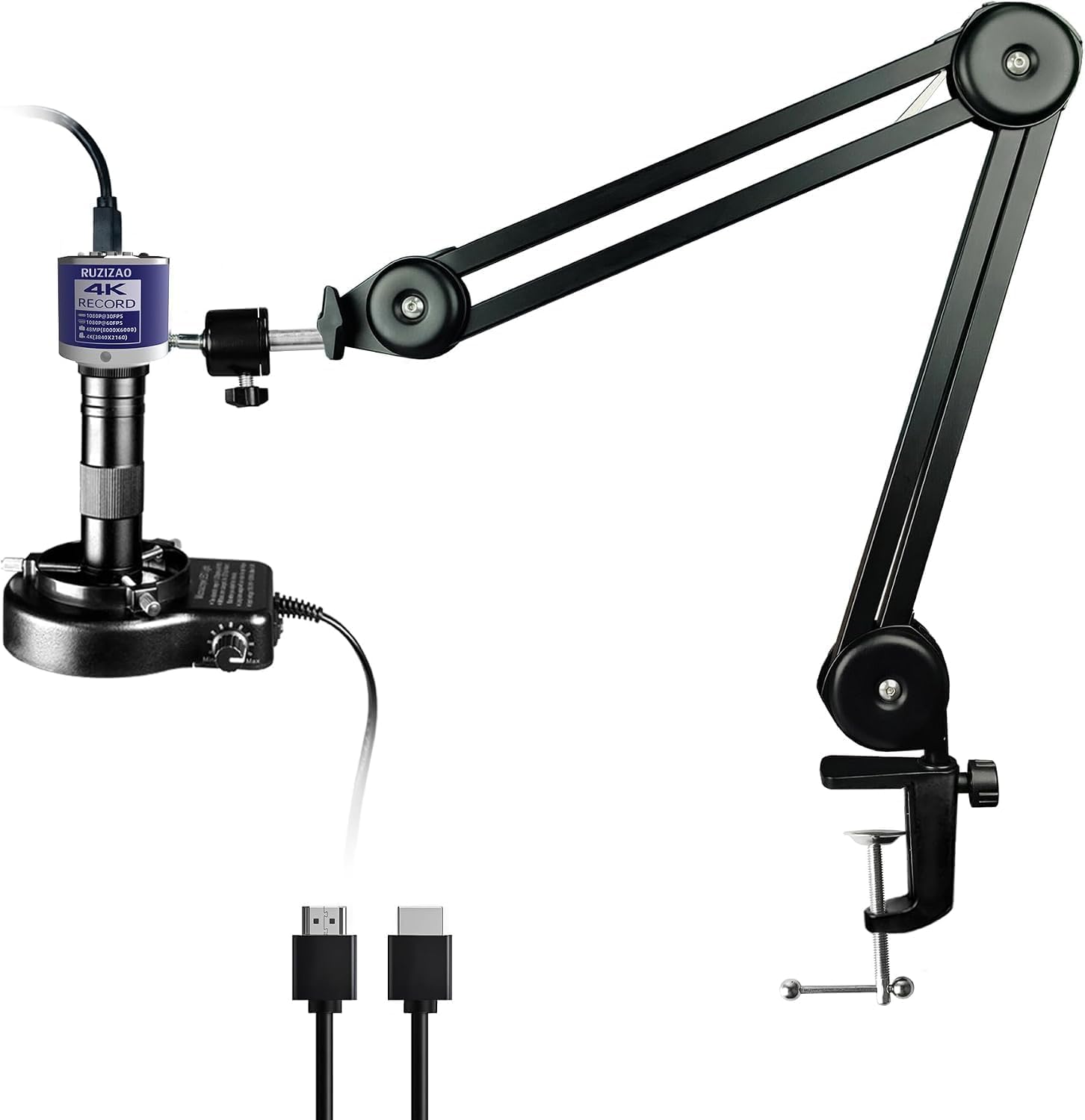 Microscopio digital 4K con soporte plegable y anillo de iluminación LED