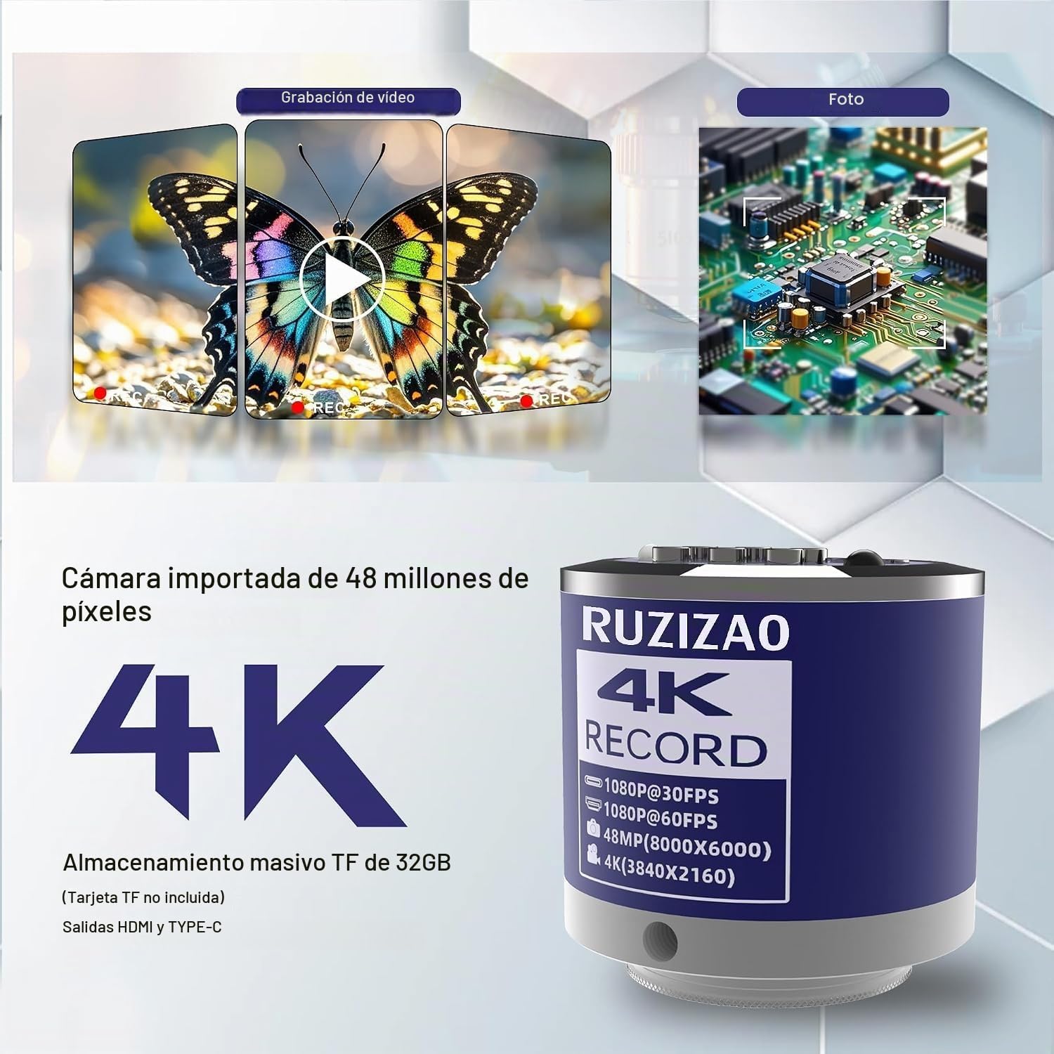 Microscopio digital 48MP 4K 1080P HDMI para microsoldadura y reparación electrónica